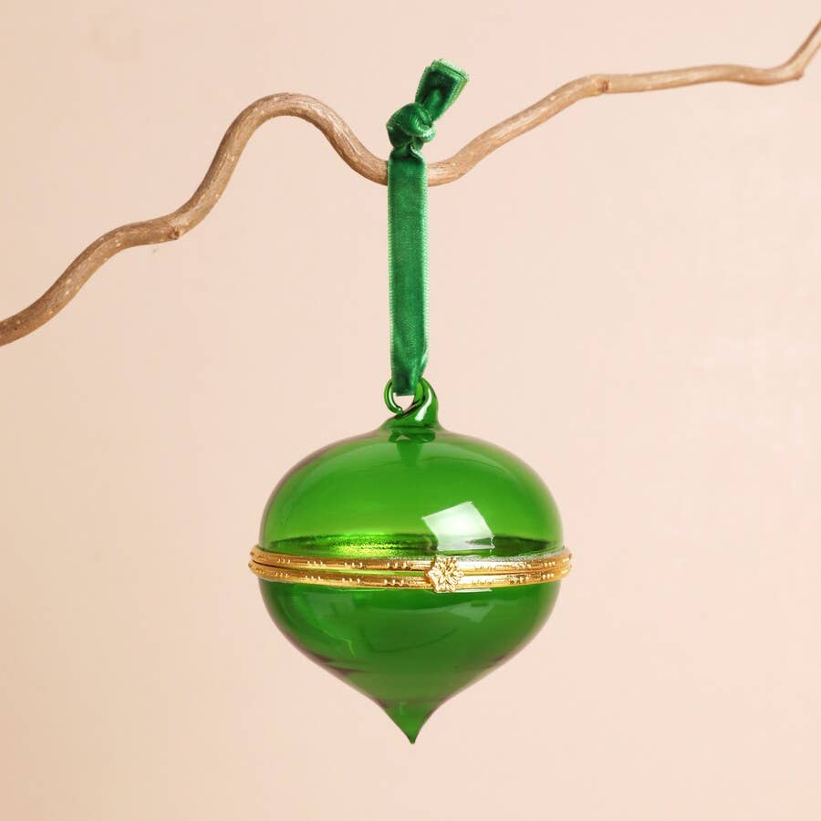 Lisa Angel - Green Glass Opening Bauble