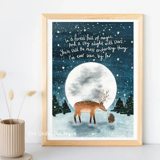 Fox Under The Moon - A4 Art Print - Enchanting