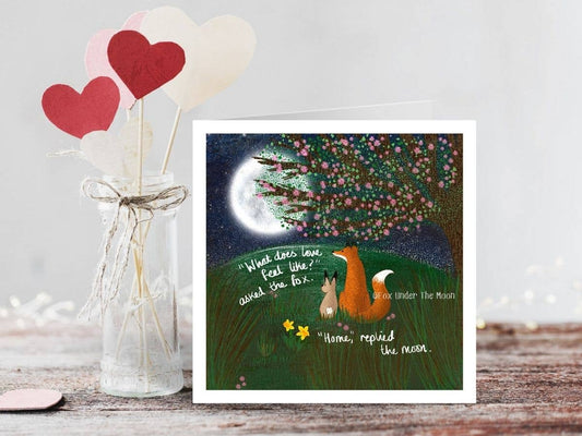 Fox Under The Moon - Greeting Card - Home