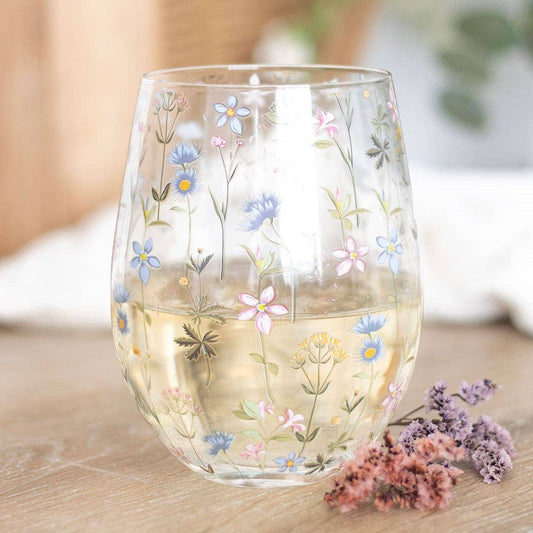 Floral Print Stemless Glass -birthday gift, mothers day gift