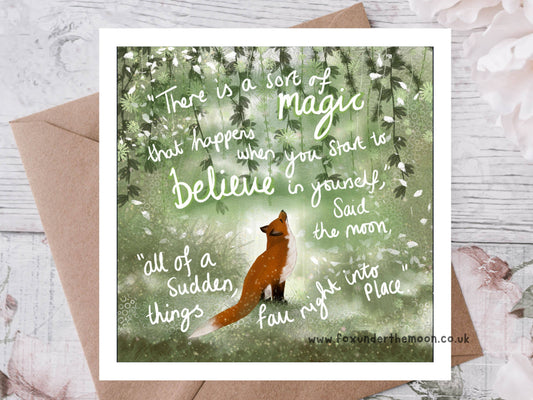 Fox Under The Moon - Greeting Card - Believe