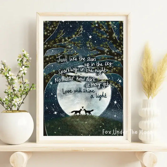 Fox Under The Moon - A4 Art Print - Shine A Light