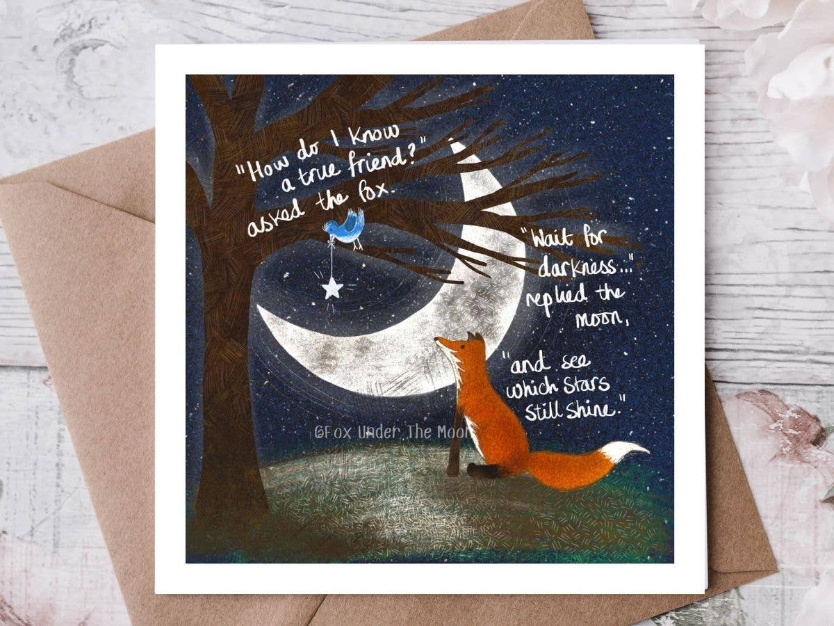 Fox Under The Moon - Greeting Card - A True Friend