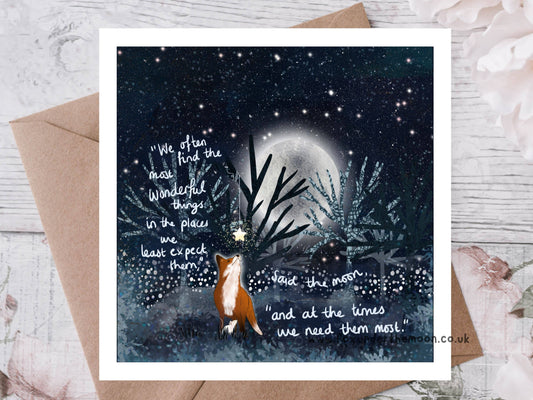 Fox Under The Moon - Greeting Card - Wonderful Things