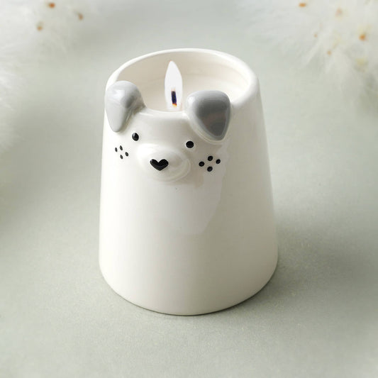 Send With Love Ceramic Dog Tealight Candle In Gift Box