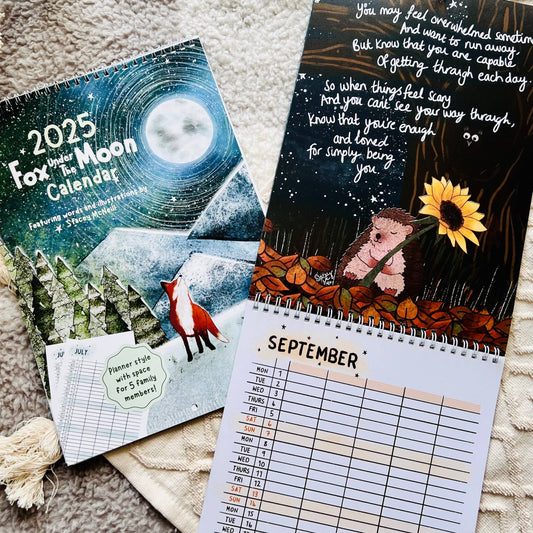 Fox Under The Moon - 2025 Calendar (Family Organiser Style)