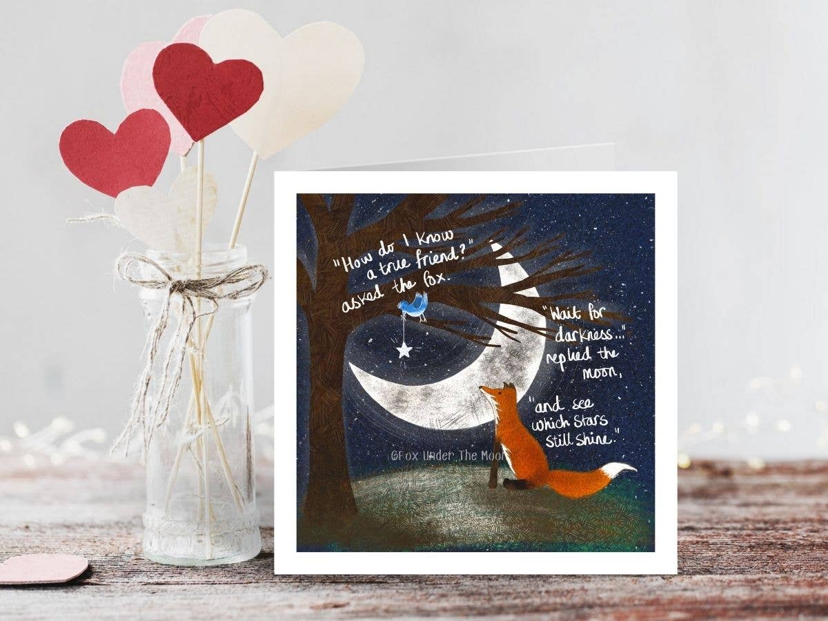 Fox Under The Moon - Greeting Card - A True Friend