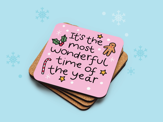 Feel Good Gift co. - Christmas Coaster Gift, Pink Christmas Gift, Mental Health