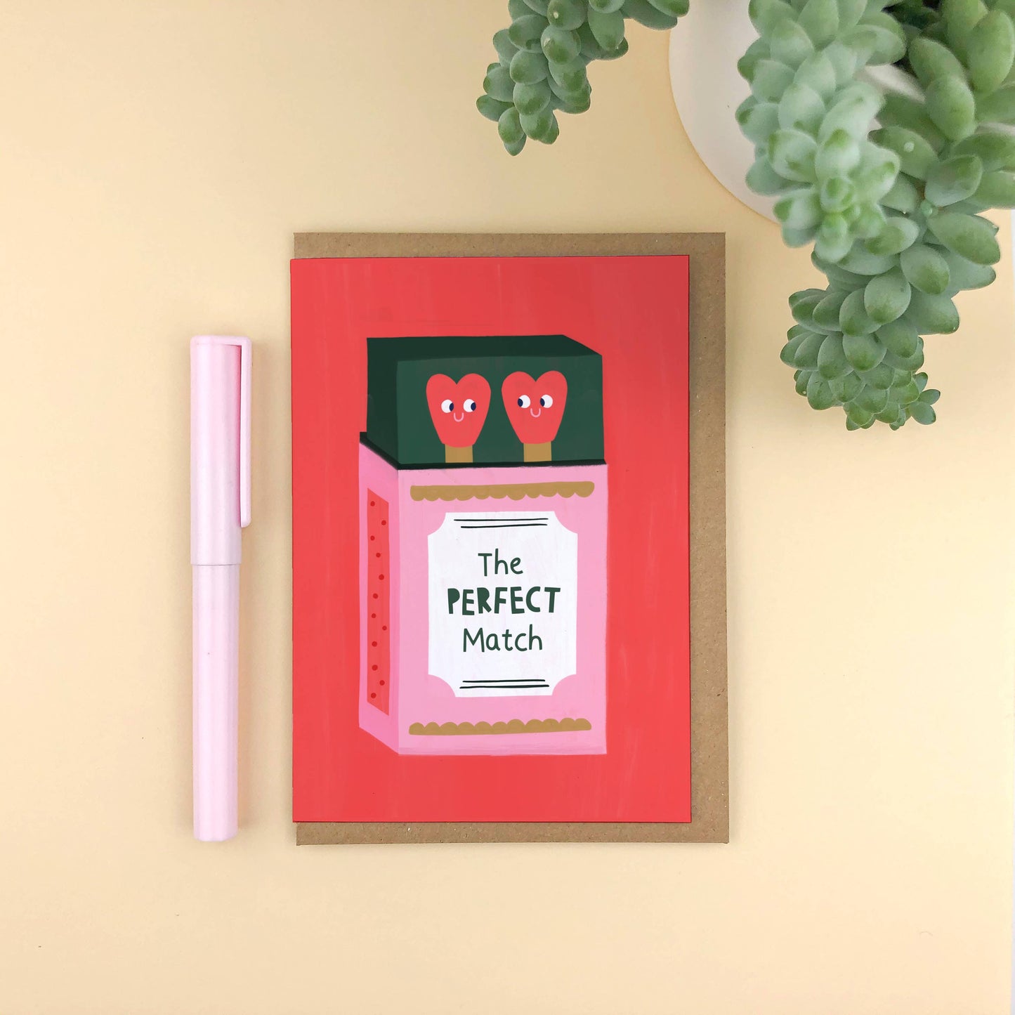 The Perfect Match punny illustrated A6 Valentines/ Love card