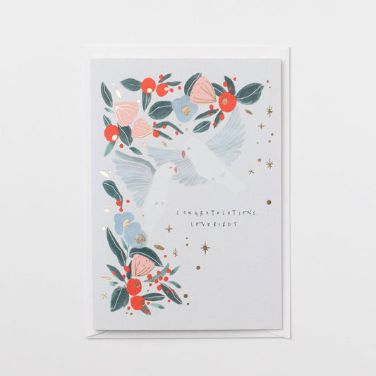 CONGRATULATIONS LOVEBIRDS greeting card