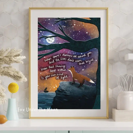 Fox Under The Moon - A4 Art Print - Your Own Light