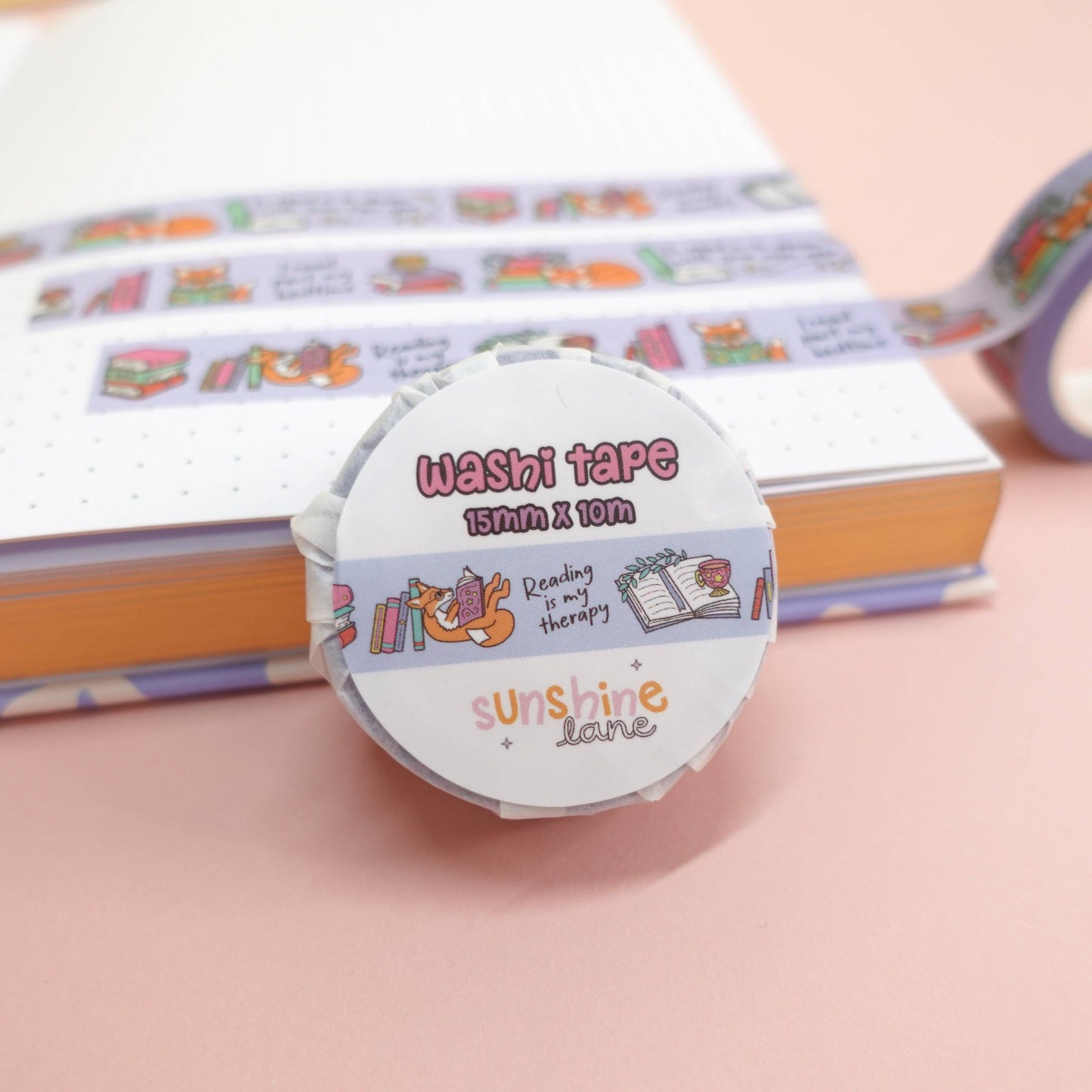 Sunshine Lane - Cosy Bookish Washi Tape ft. Maple the Fox