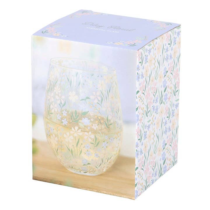 Ditsy Spring Floral Print Stemless Glass - birthday gift, mothers day gift