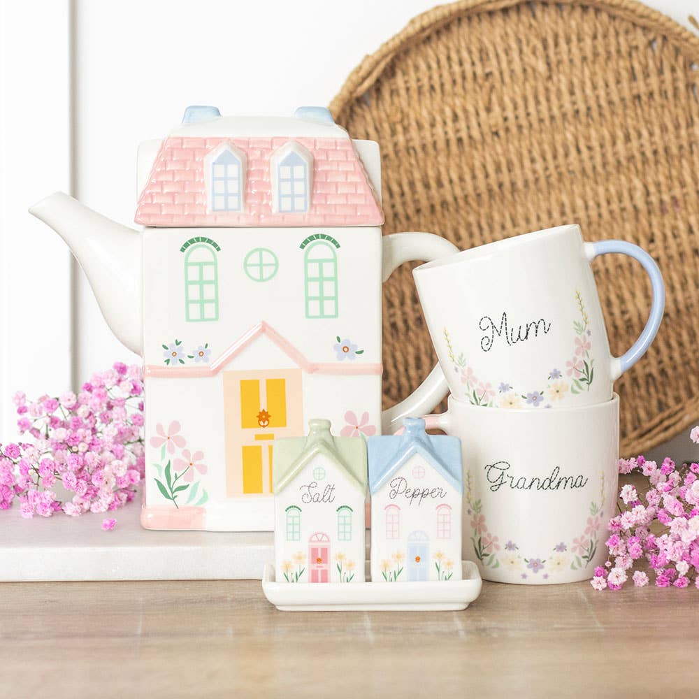 Pastel House Shaped Teapot -birthday gift, mothers day gift