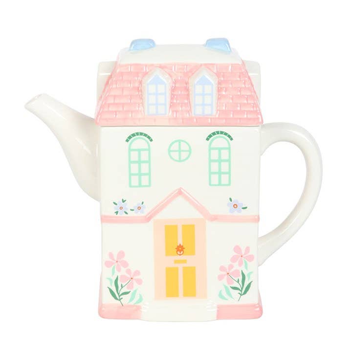 Pastel House Shaped Teapot -birthday gift, mothers day gift