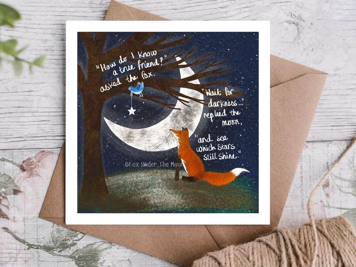 Fox Under The Moon - Greeting Card - A True Friend