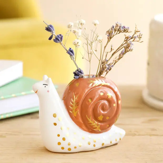 Tiny Snail Ceramic Bud Vase