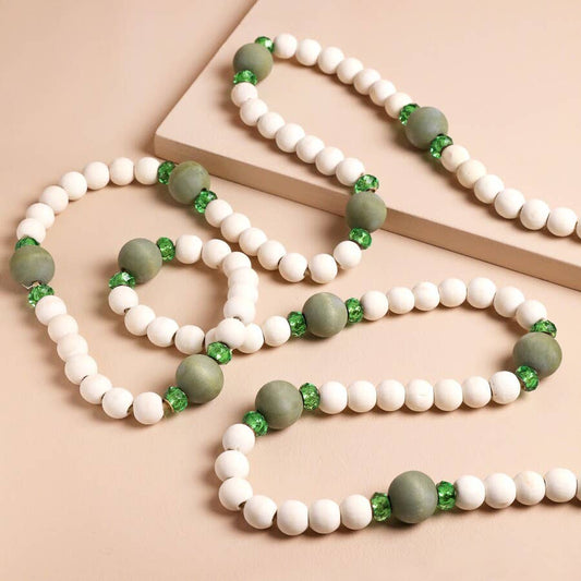 Lisa Angel - Green Wooden Beaded Garland