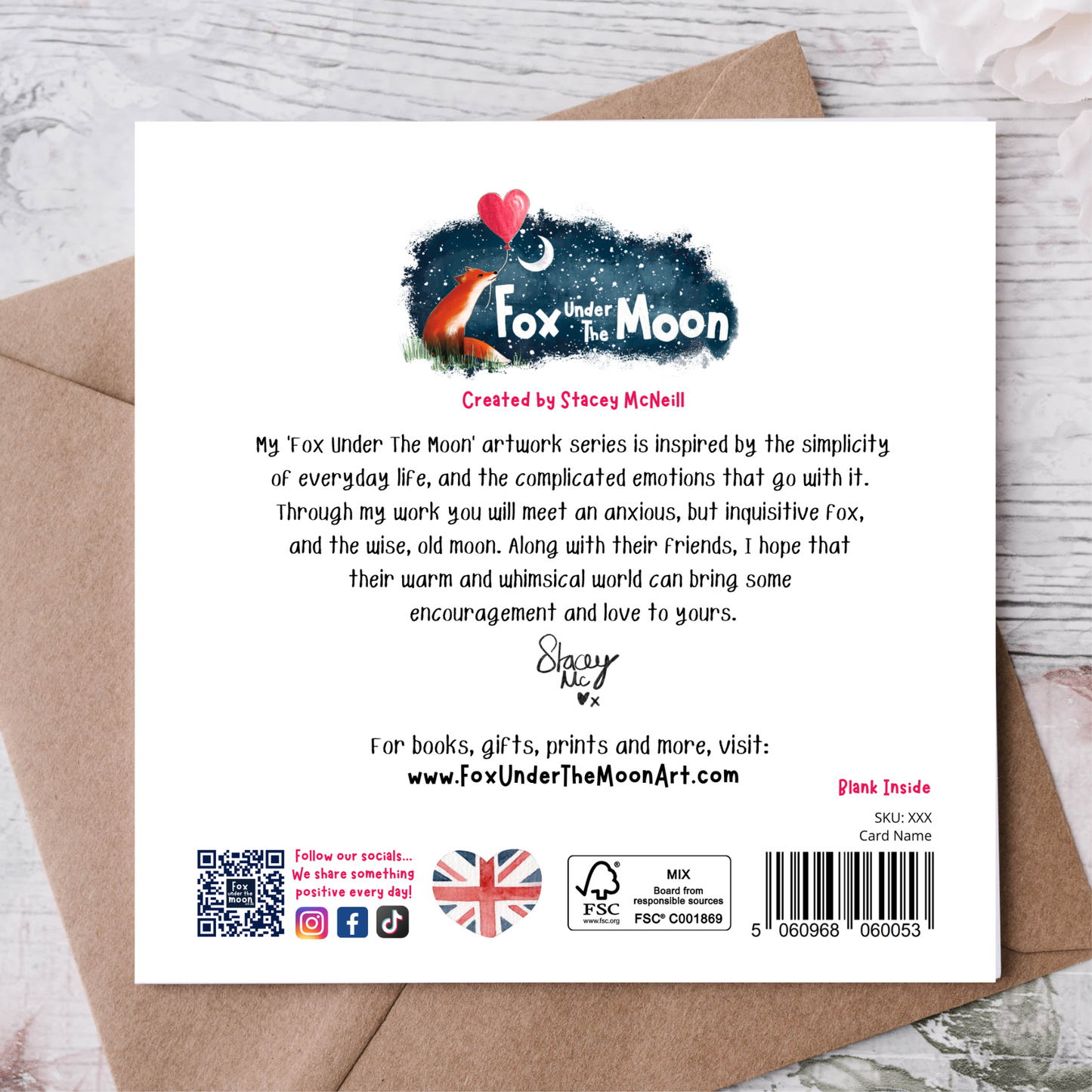 Fox Under The Moon - "Be Kind to Yourself" Greeting Card by Fox Under The Moon