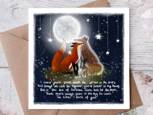 Fox Under The Moon - Greeting Card - In The Stars