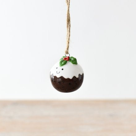 Christmas pudding hanging porcelain ornament