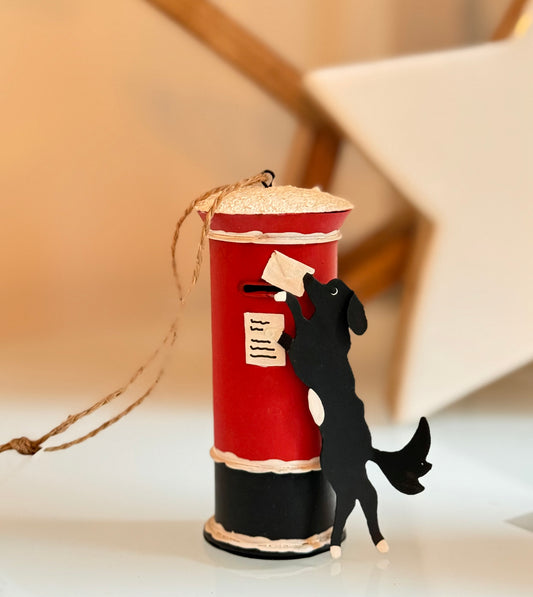 Dog posting letter hanging decoration by Shoeless Joe