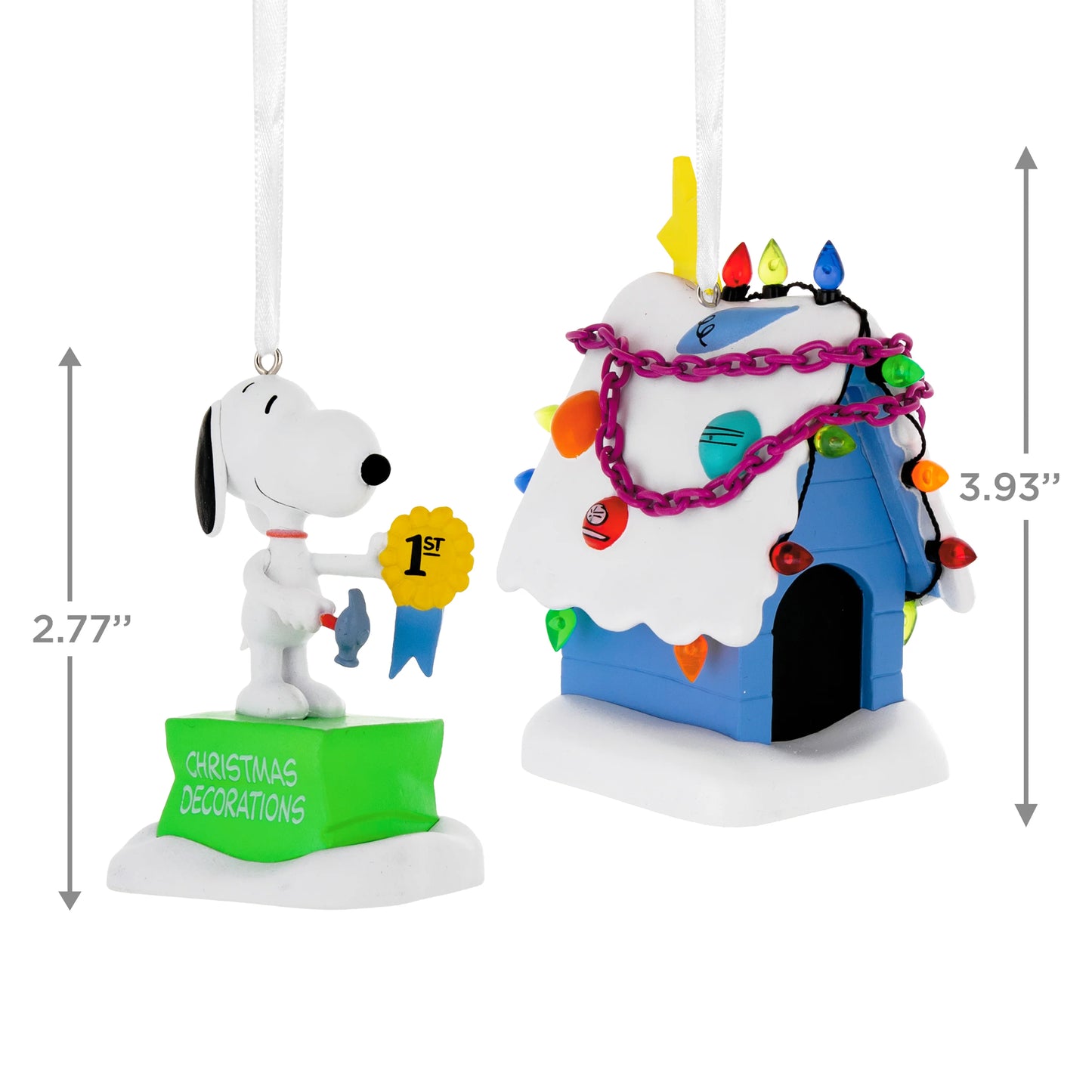 Storied Moments PEANUTS Christmas Ornaments - Set of 2 SNOOPY & Doghouse