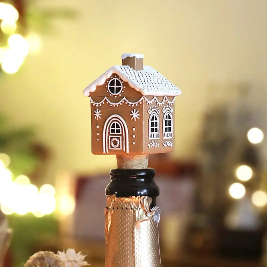 Gingerbread House Cork Bottle Stopper