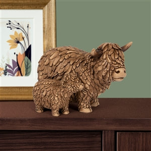 Scottish gift - Hughie Highland Cow With Calf ornament