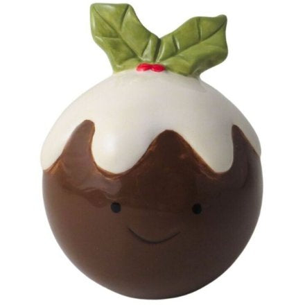 Glazed happy Christmas pudding ornament