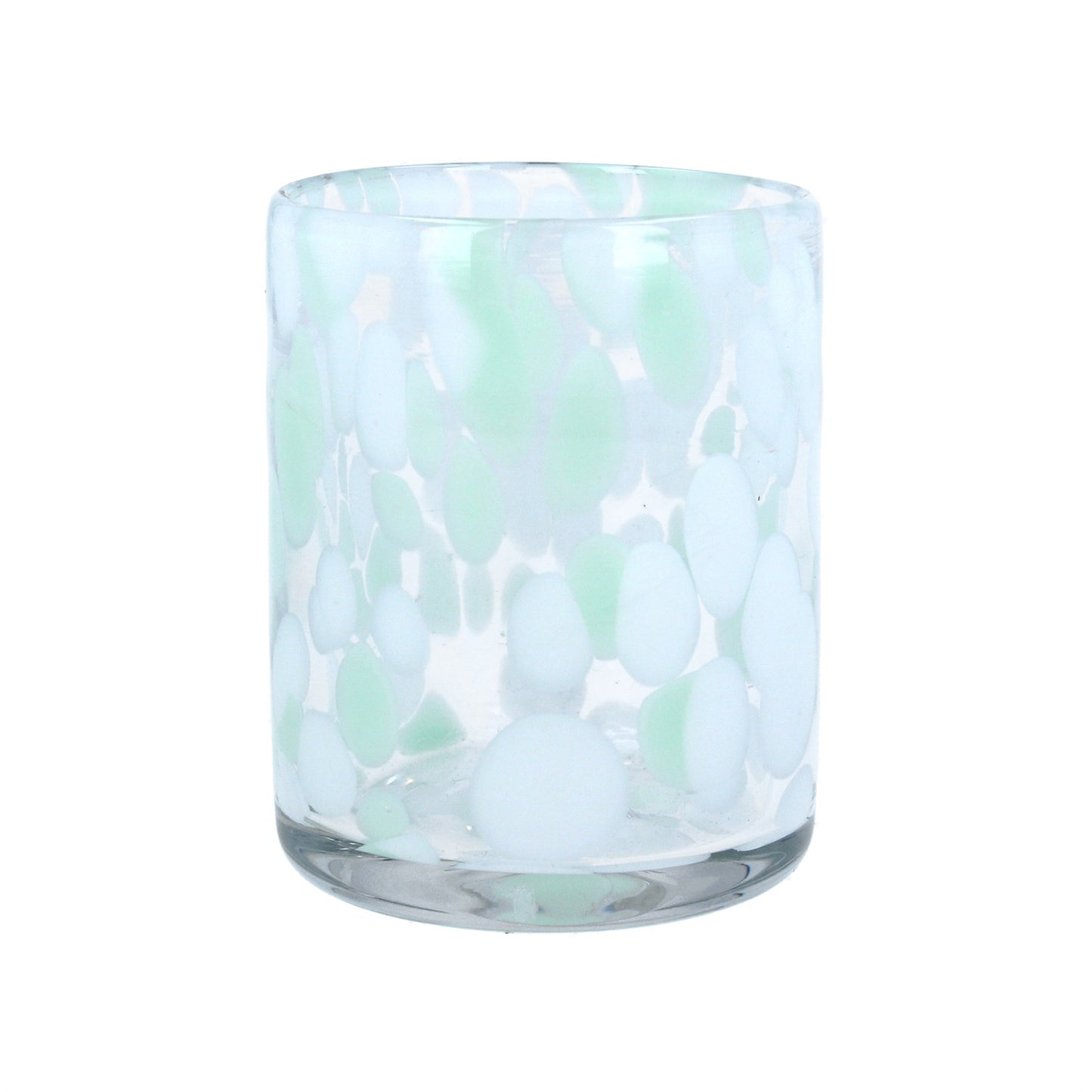 Glass votive 9cm - Green/White Marble