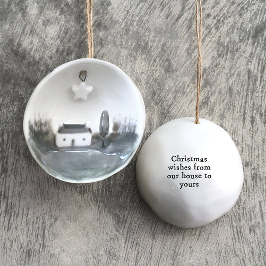 Half porcelain bauble-Christmas wishes our house