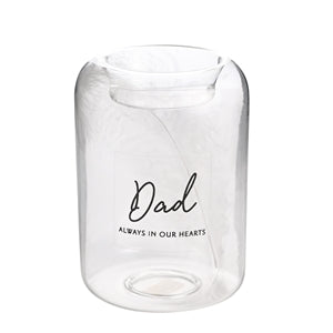 Glass Tea Light Holder With Feather - Dad