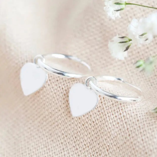 Sterling Silver Tiny Heart Hoop Earrings