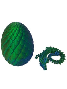 Blue /Green 3D printed Dragon in egg Ornament / Fidget Toy