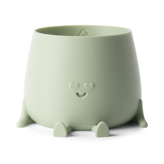 Light green Happy Pot with love heart eyes - 3d printed