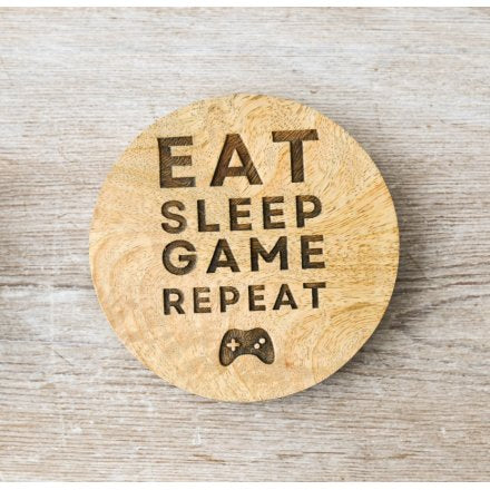 Eat Sleep Game Repeat Coaster, 10cm