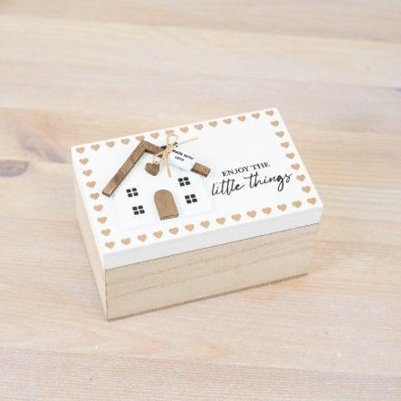 Wooden House Storage Box “enjoy the little things”