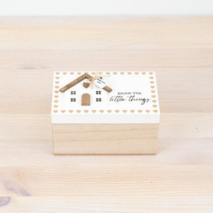 Wooden House Storage Box “enjoy the little things”