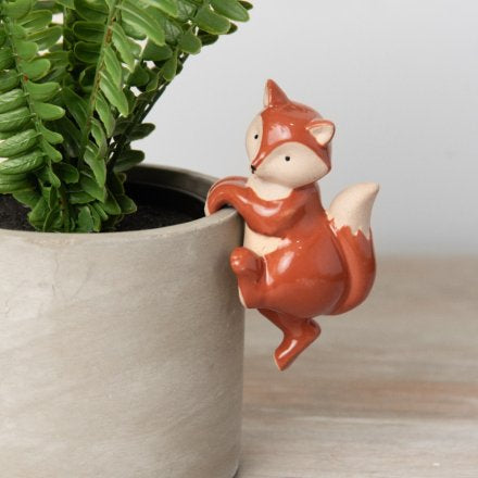 Rust Brown Fox Flower Pot Hanger, 11cm