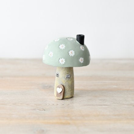 Green Mushroom wooden flower ornament