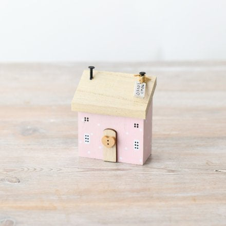 Pink wooden house “made with love tag”