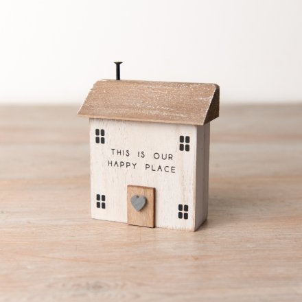 Wooden “This is my Happy Place” House, 9.5cm