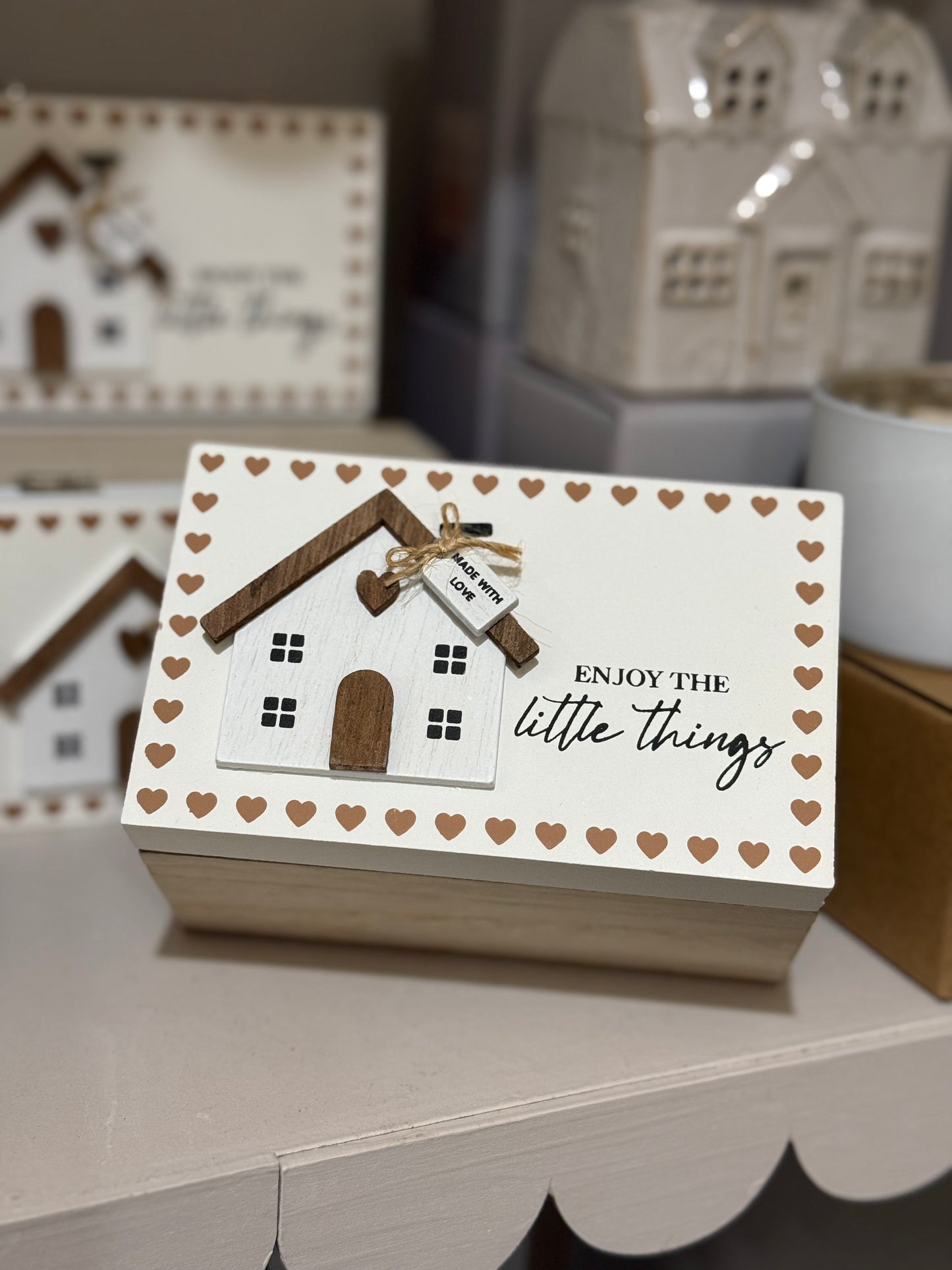 Wooden House Storage Box “enjoy the little things”