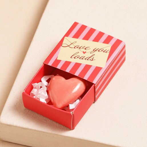 Tiny Matchbox Love You Ceramic Heart Token