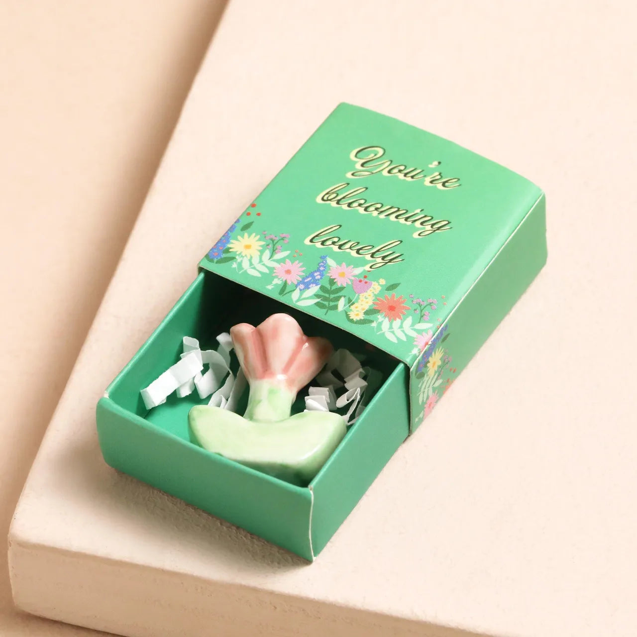 Tiny Matchbox Blooming Lovely Ceramic Flower Token