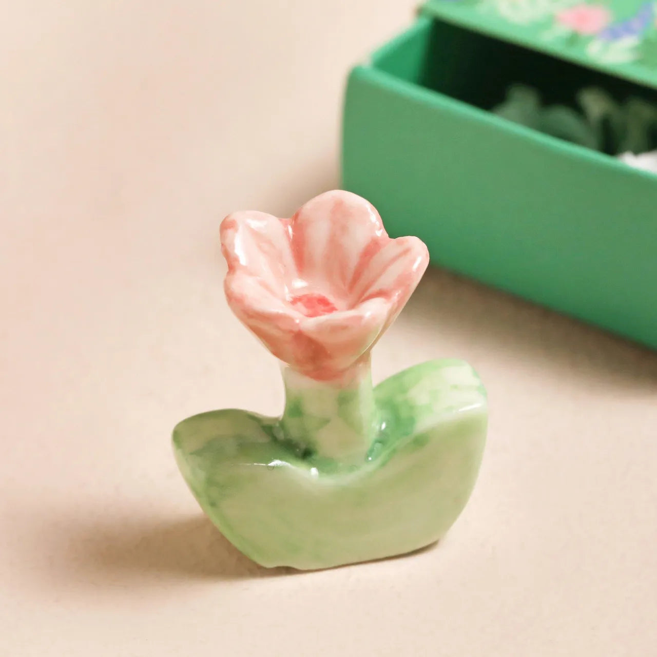 Tiny Matchbox Blooming Lovely Ceramic Flower Token