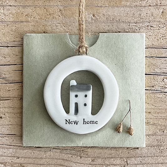 East of India New home cut out porcelain hanger