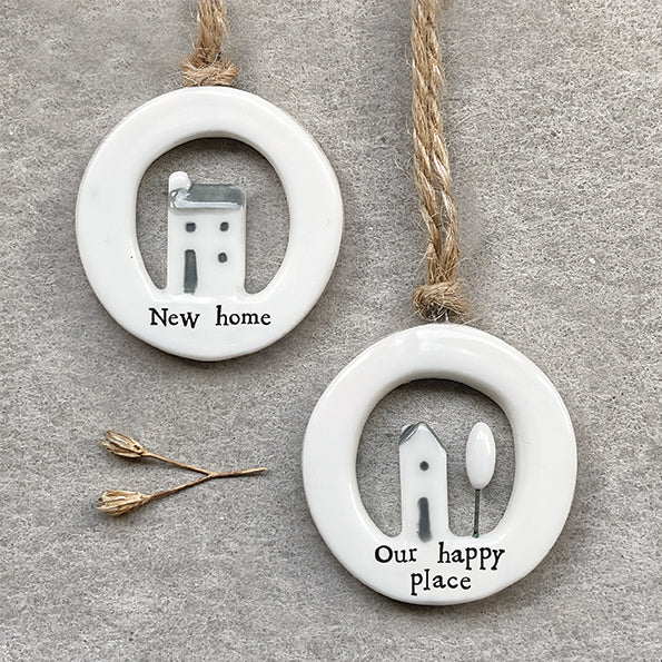 East of India New home cut out porcelain hanger