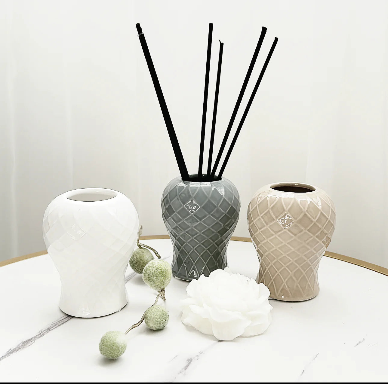 Coco ceramic reed diffuser bottles - grey or white